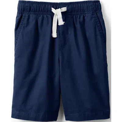 Lands' End Kids Pull On Chambray Elastic Waist Shorts In Deep Sea Navy