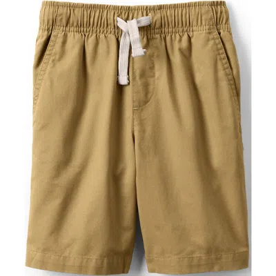 Lands' End Kids Pull On Chambray Elastic Waist Shorts In Gold Yellow