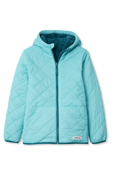 Lands' End Kids Reversible Water Resistant High Pile Insulated Jacket In Blue