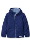 Lands' End Kids Reversible Water Resistant High Pile Insulated Jacket In Blue