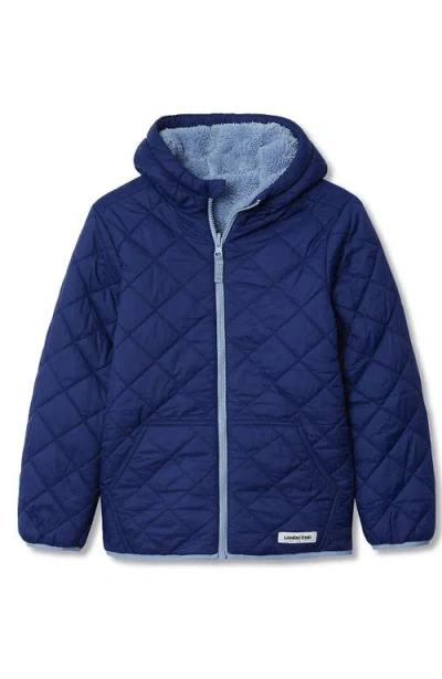 Lands' End Kids Reversible Water Resistant High Pile Insulated Jacket In Blue