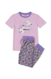 Lands' End Kids Short Sleeve Top And Jogger Bottom Pajama Set In Multi