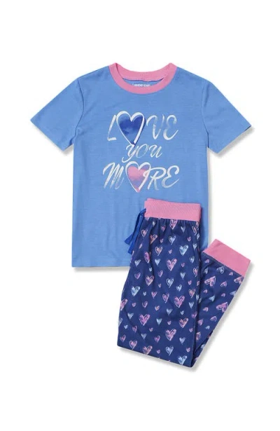 Lands' End Kids Short Sleeve Top And Jogger Bottom Pajama Set In Blue