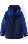 Lands' End Kids Squall Fleece Lined Waterproof Insulated Jacket In Navy Colorblock