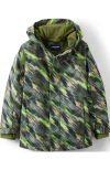 Lands' End Kids Squall Fleece Lined Waterproof Insulated Jacket In Olive Brushed Combo
