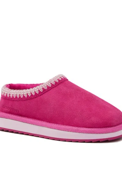 Lands' End Kids Suede Hearth Slippers In Pink
