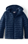Lands' End Kids Thermoplume Packable Hooded Jacket In Blue