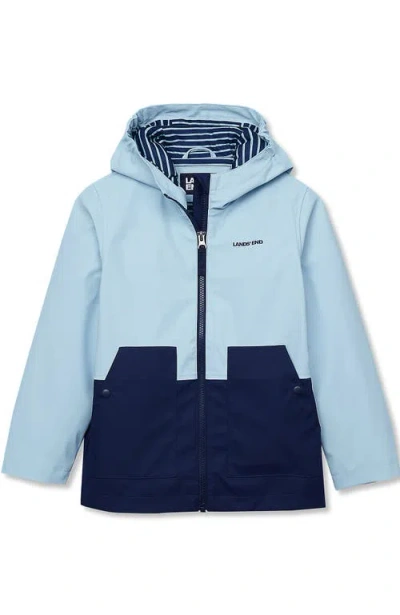 Lands' End Kids Water Resistant Hooded Slicker Rain Jacket In Blue