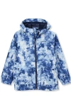 Lands' End Kids Water Resistant Hooded Slicker Rain Jacket In Blue Tie Dye
