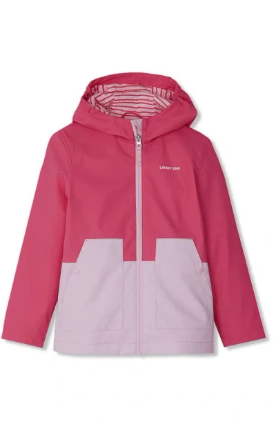 Lands' End Kids Water Resistant Hooded Slicker Rain Jacket In Pink