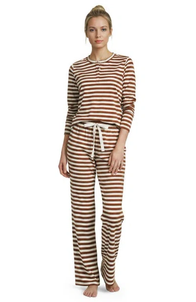 Lands' End Knit 2 Piece Pajama Set In Brown