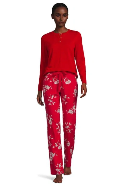 Lands' End Knit 2 Piece Pajama Set In Red
