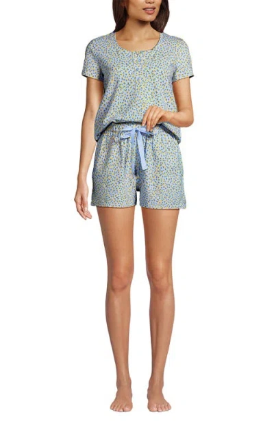 Lands' End Knit 2 Piece Pajama Set In Blue