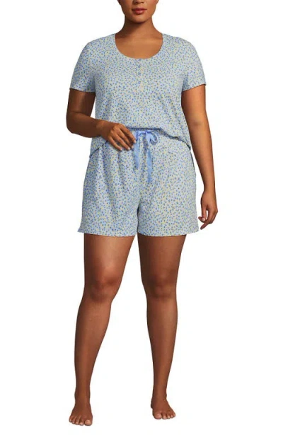 Lands' End Knit 2 Piece Pajama Set In Blue