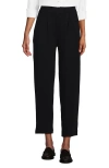 Lands' End Knit High Rise Pleated Straight Leg Crop Pants In Black