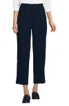 Lands' End Knit High Rise Pleated Straight Leg Crop Pants In Radiant Navy
