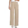 Lands' End Knit High Rise Pleated Wide Leg Pants In White