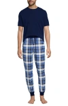 Lands' End Knit Jersey Pajama Sleep Set In Blue