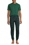 Lands' End Knit Jersey Pajama Sleep Set In Soft Evergreen Plaid