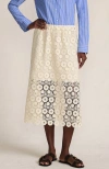 Lands' End Lace Overlay Midi Skirt In White