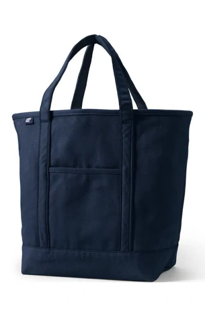 Lands' End Canvas Open Top Tote Bag Regular & Long Handle Carry All In Blue