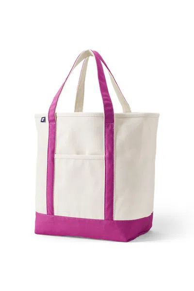 Lands' End Large 5 Pocket Open Top Canvas Tote Bag In Ivory