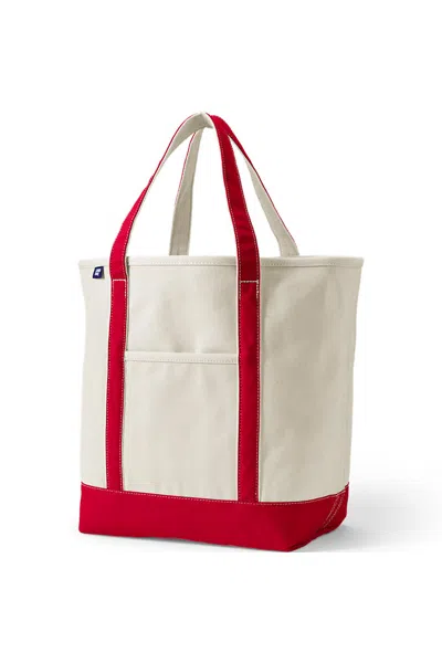Lands' End Large 5 Pocket Open Top Canvas Tote Bag In Purple