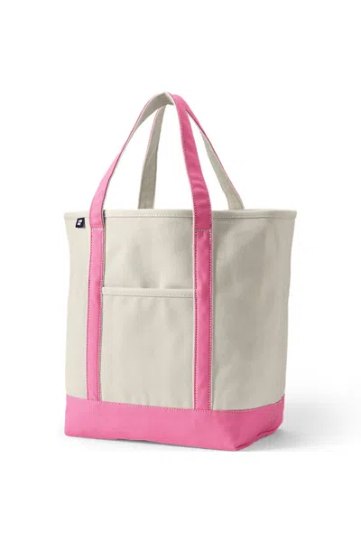 Lands' End Large 5 Pocket Open Top Canvas Tote Bag In Purple
