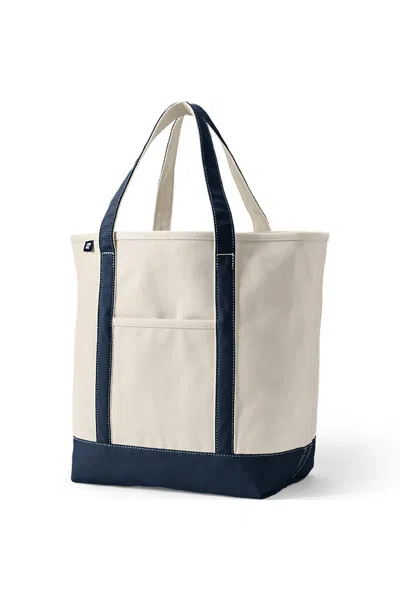 Lands' End Large 5 Pocket Open Top Canvas Tote Bag In Black