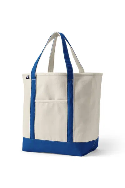 Lands' End Large 5 Pocket Open Top Canvas Tote Bag In Blue