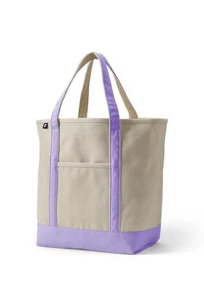Lands' End Large 5 Pocket Open Top Canvas Tote Bag In Pink