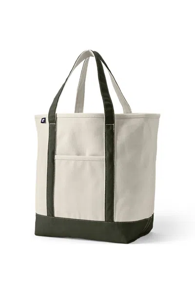 Lands' End Large 5 Pocket Open Top Canvas Tote Bag In Blue
