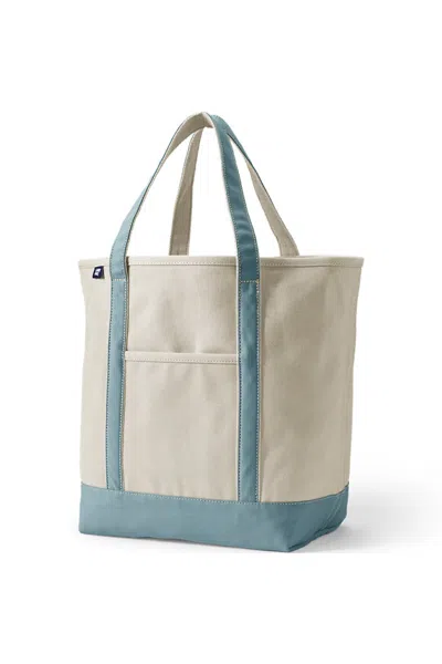 Lands' End Large 5 Pocket Open Top Canvas Tote Bag In Purple