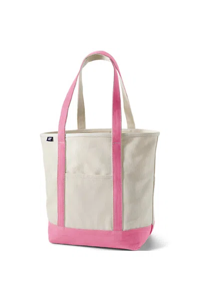 Lands' End Large 5 Pocket Open Top Long Handle Canvas Tote Bag In Brown