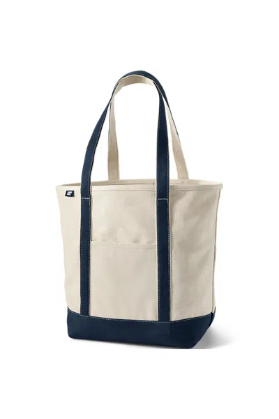Lands' End Large 5 Pocket Open Top Long Handle Canvas Tote Bag In Red