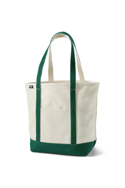 Lands' End Large 5 Pocket Open Top Long Handle Canvas Tote Bag In Pattern