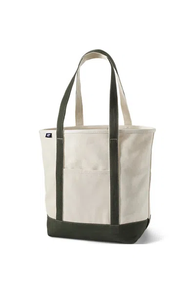 Lands' End Large 5 Pocket Open Top Long Handle Canvas Tote Bag In Red