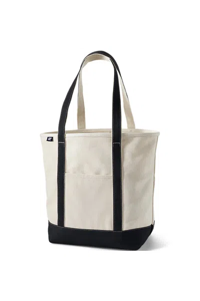 Lands' End Large 5 Pocket Open Top Long Handle Canvas Tote Bag In Brown