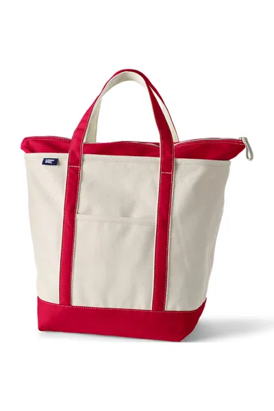 Lands' End Large 5 Pocket Zip Top Canvas Tote Bag In Purple