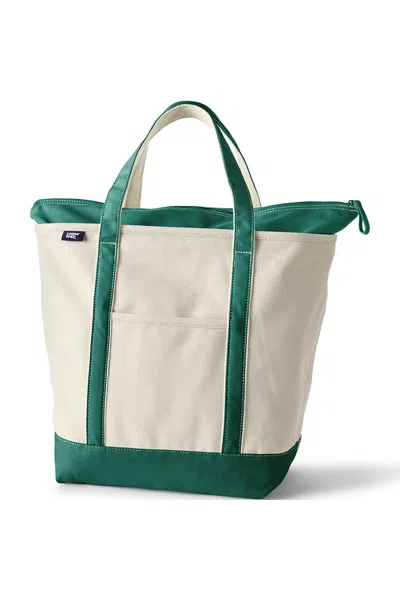 Lands' End Large 5 Pocket Zip Top Canvas Tote Bag In Blue