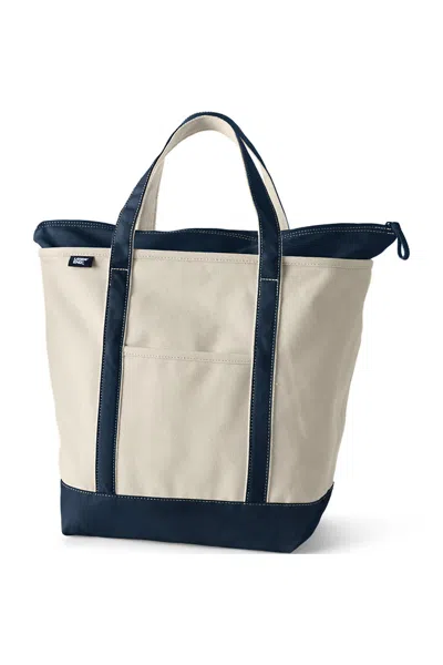 Lands' End Large 5 Pocket Zip Top Canvas Tote Bag In Pattern
