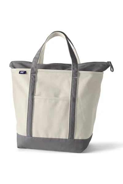 Lands' End Large 5 Pocket Zip Top Canvas Tote Bag In Blue