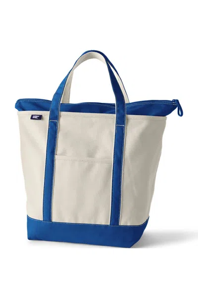 Lands' End Large 5 Pocket Zip Top Canvas Tote Bag In Brown