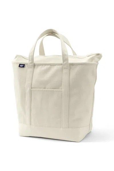 Lands' End Large 5 Pocket Zip Top Canvas Tote Bag In Orange