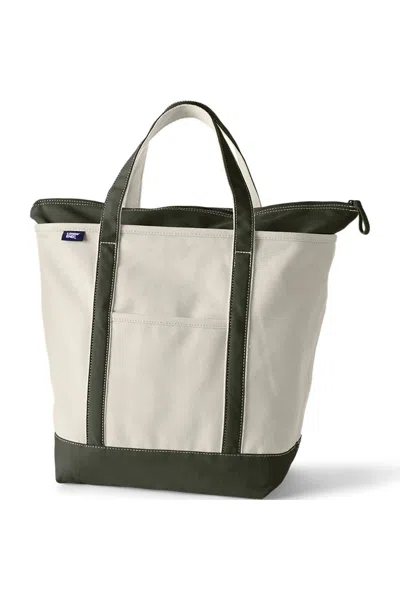 Lands' End Large 5 Pocket Zip Top Canvas Tote Bag In Orange