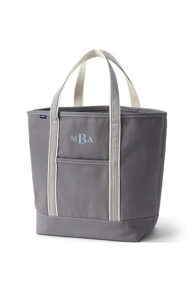 Lands' End Large Solid Color 5 Pocket Open Top Canvas Tote Bag In Pink