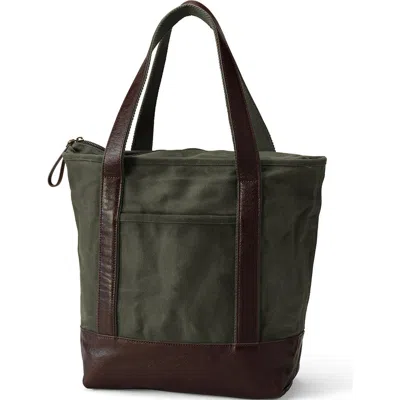 Lands' End Large Waxed Canvas Tote Bag In Green