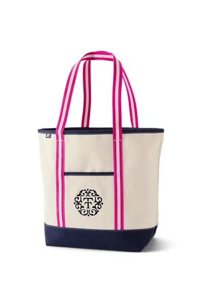 Lands' End Le X T And T Long Handle Open Top Canvas Tote In Pink