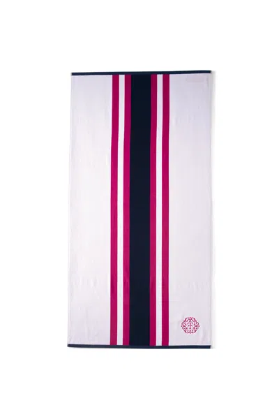 Lands' End Le X T And T Twin Stripe Beach Towel In Pink