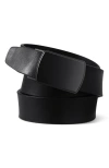 Lands' End Leather Adjustable Slide Belt In Black